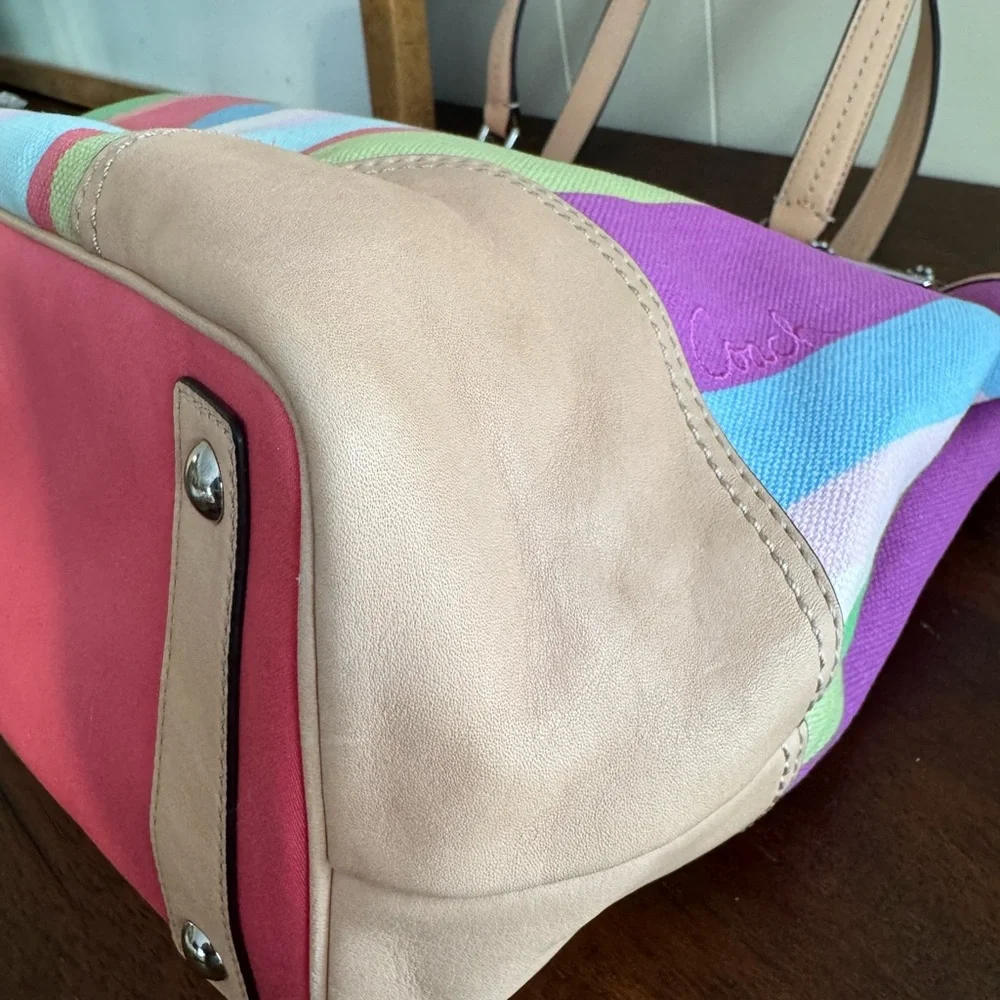 Coach Legacy Hampton Multicolored Stripe Canvas Medium Tote NWT